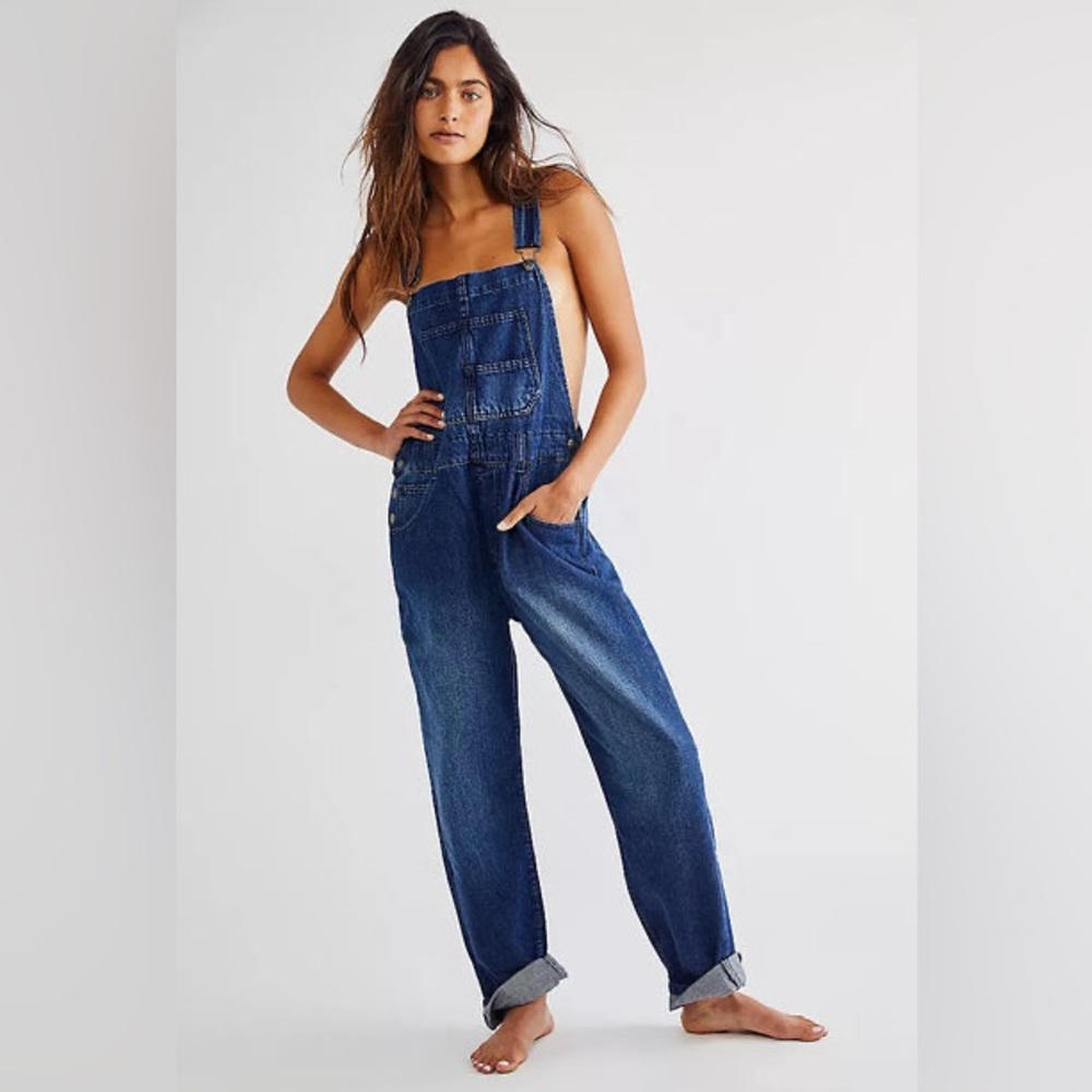 Free People Indigo Denim Overalls